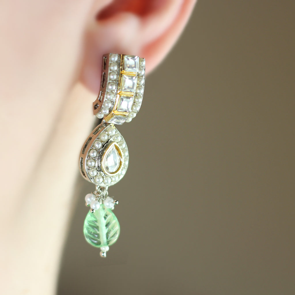 Statement Pearl Light Green Drop Earring