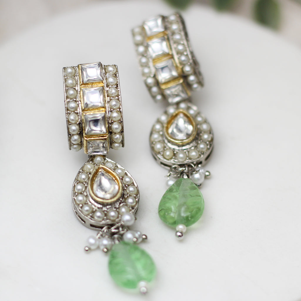 Statement Pearl Light Green Drop Earring