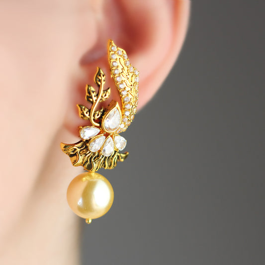 White Statement Flower Drop Earring