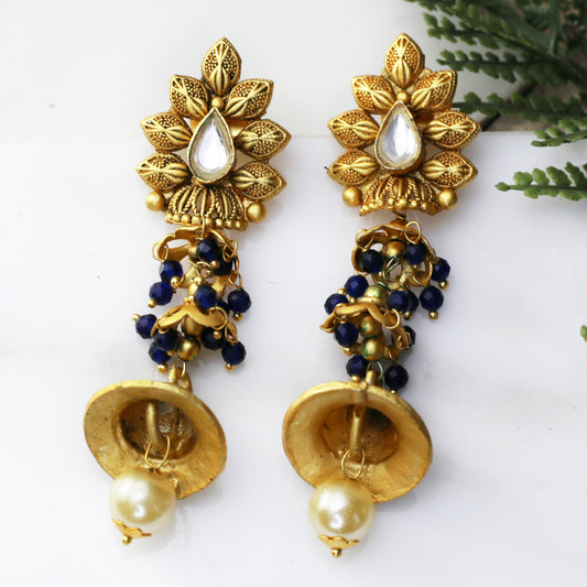 Blue Flower Tier Drop Earring