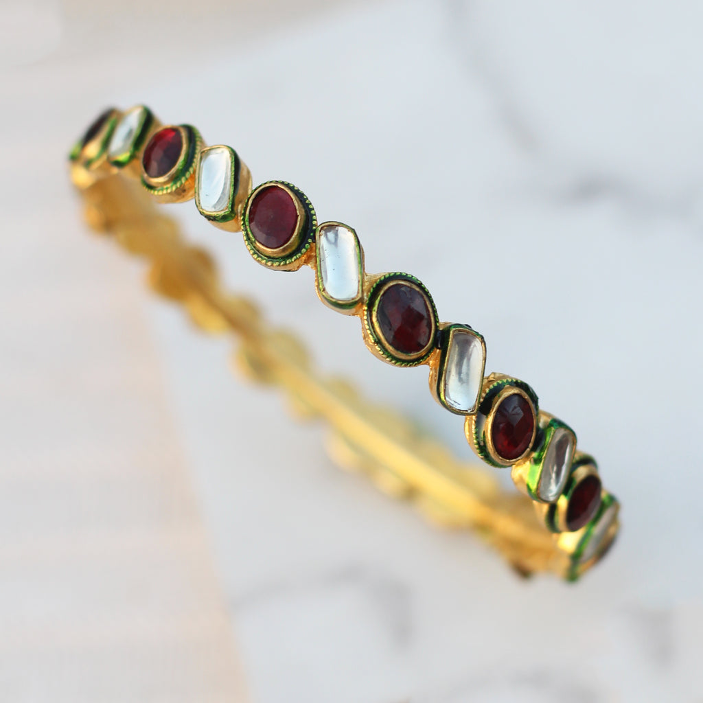 Multicolour Kundan Lock Bangle