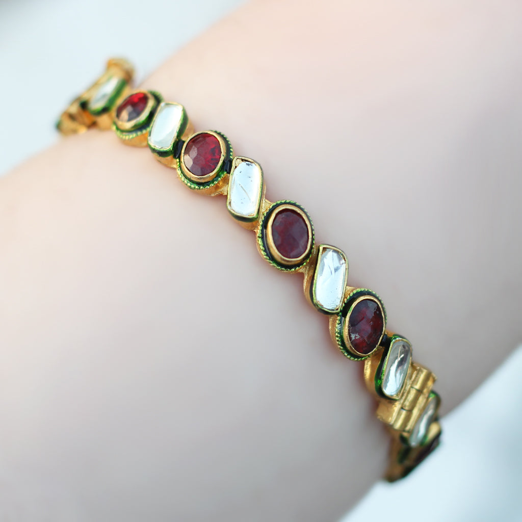 Multicolour Kundan Lock Bangle