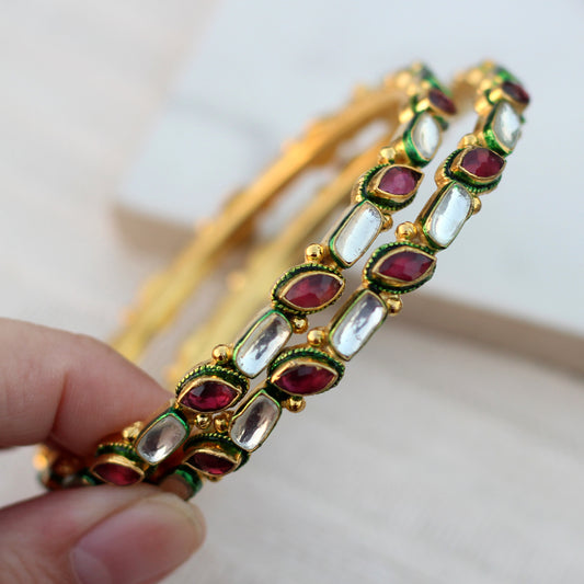 Multicolour Kundan Bangle Pair I Choorian