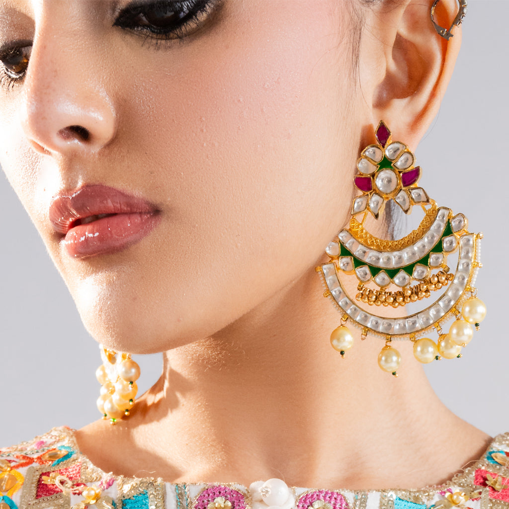 Multicolour Kundan Pearl Earring