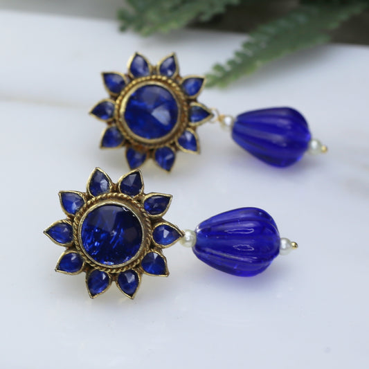 Blue Flower Drop Earring