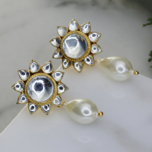 Pearl Flower Drop Earring