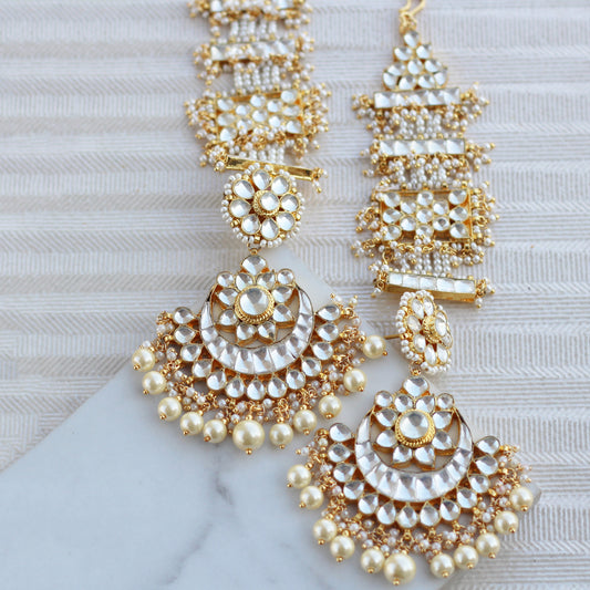 White Pearl Bridal Kundan Statement Earring