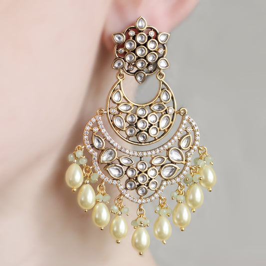 Kundan Mint Statement Drop Earring