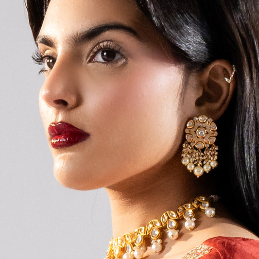 Kundan Pearl Drop Earring