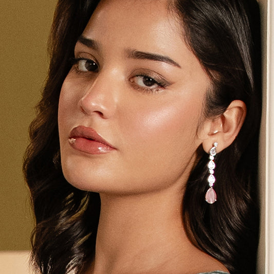 Pink Kundan Drop Earring - Rabal