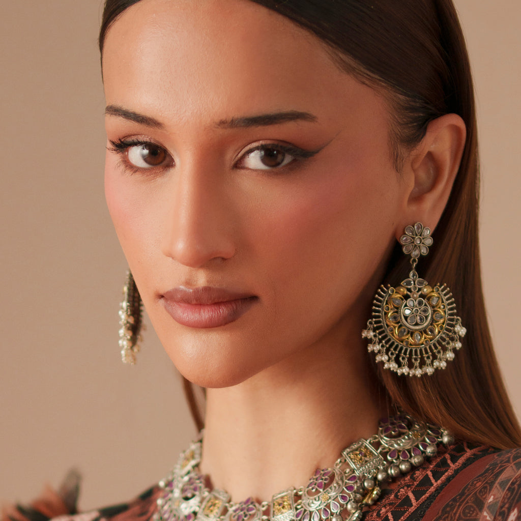 Mint Tribal Flower Drop Earring - Rabal