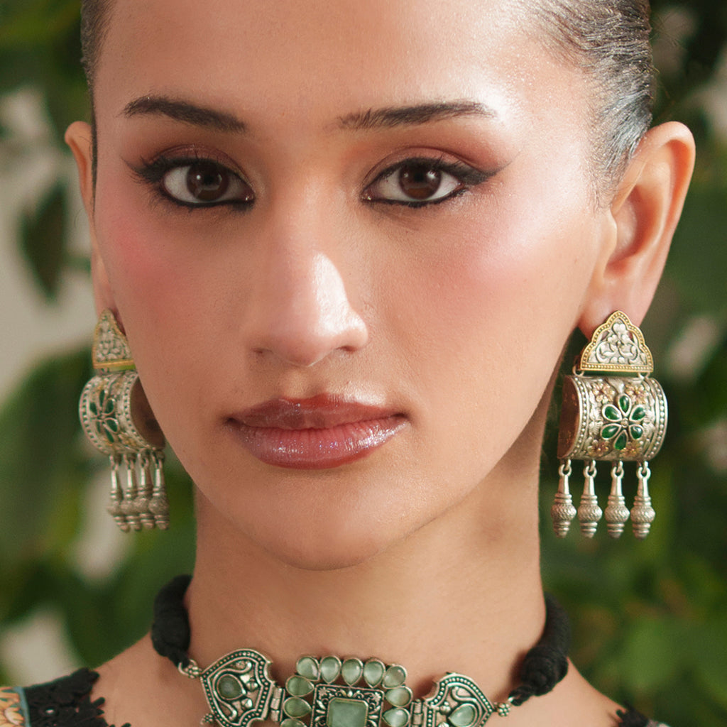 Pink Tribal Square Drop Earring