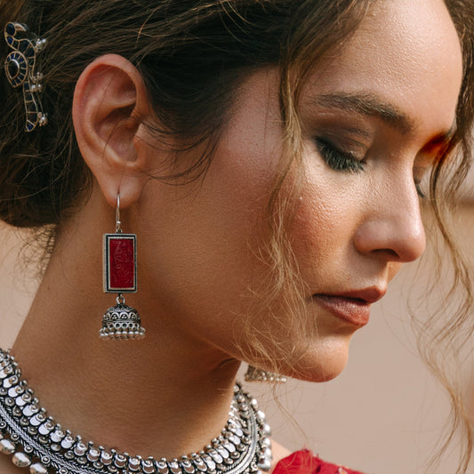Maroon Tribal Jhumki Hook Earring - Rabal
