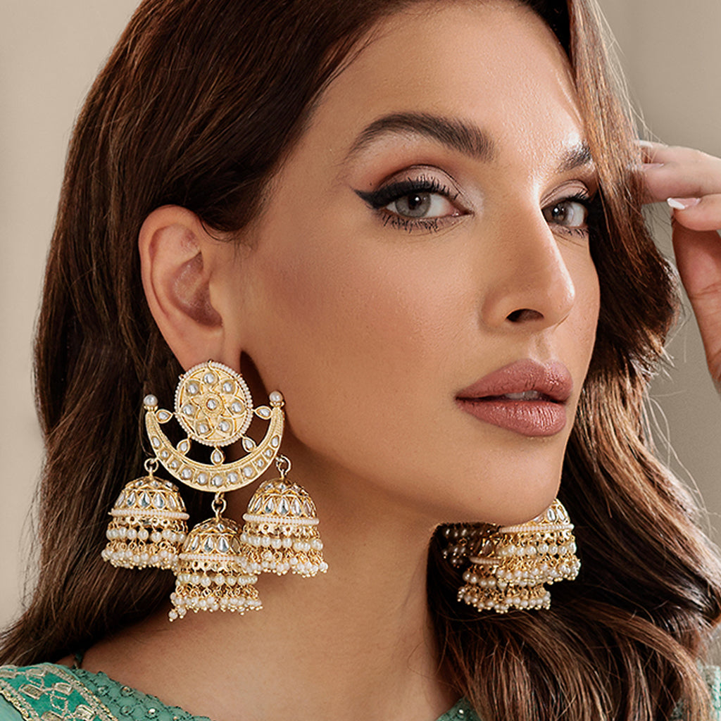 Gold Statement Big Drop Jhumke I Earring