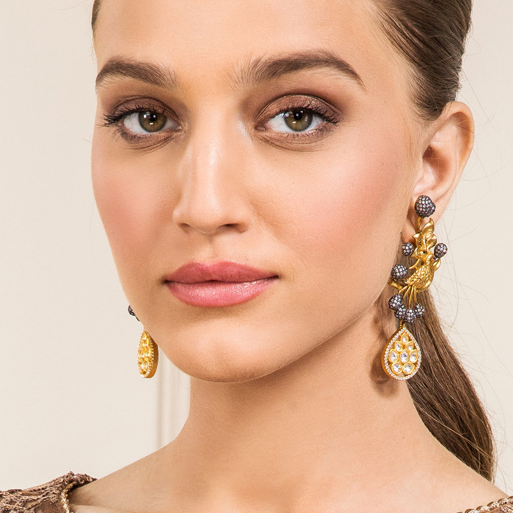 Green Statement Kundan Drop Earring