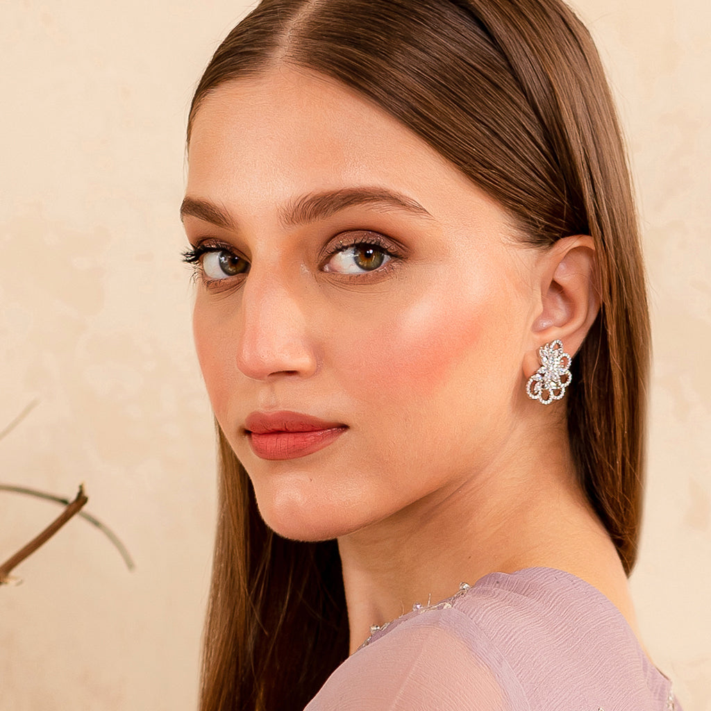 Zircon Floral Stud Earring