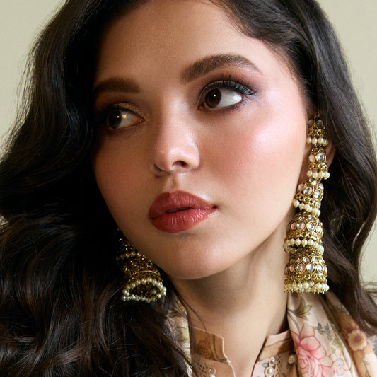 Traditional Bridal Drop Jhumke Earring with Saharey