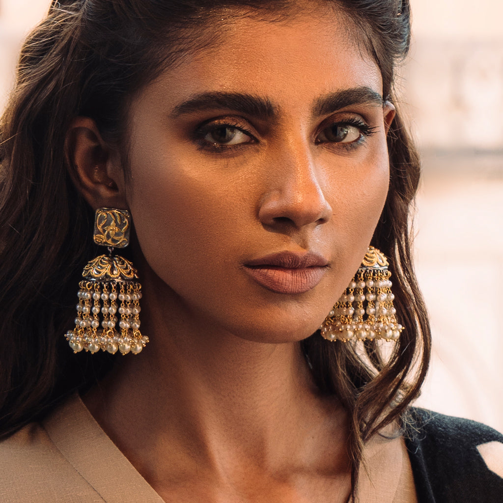 Silver / Gold Pearl Drop Jhumke I Earring - Rabal