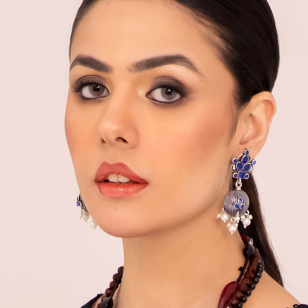 Blue Tribal Drop Earring
