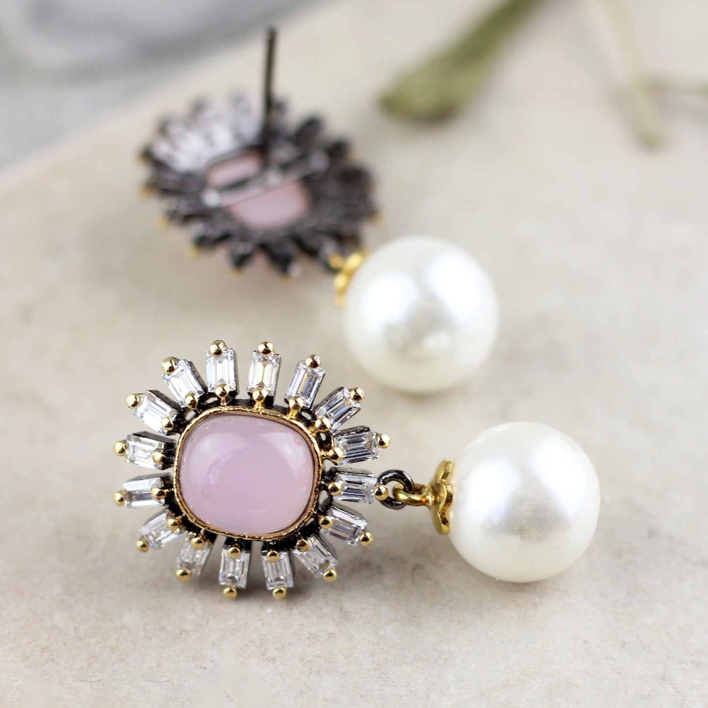 Statement Light Pink Pearl Drop Earring