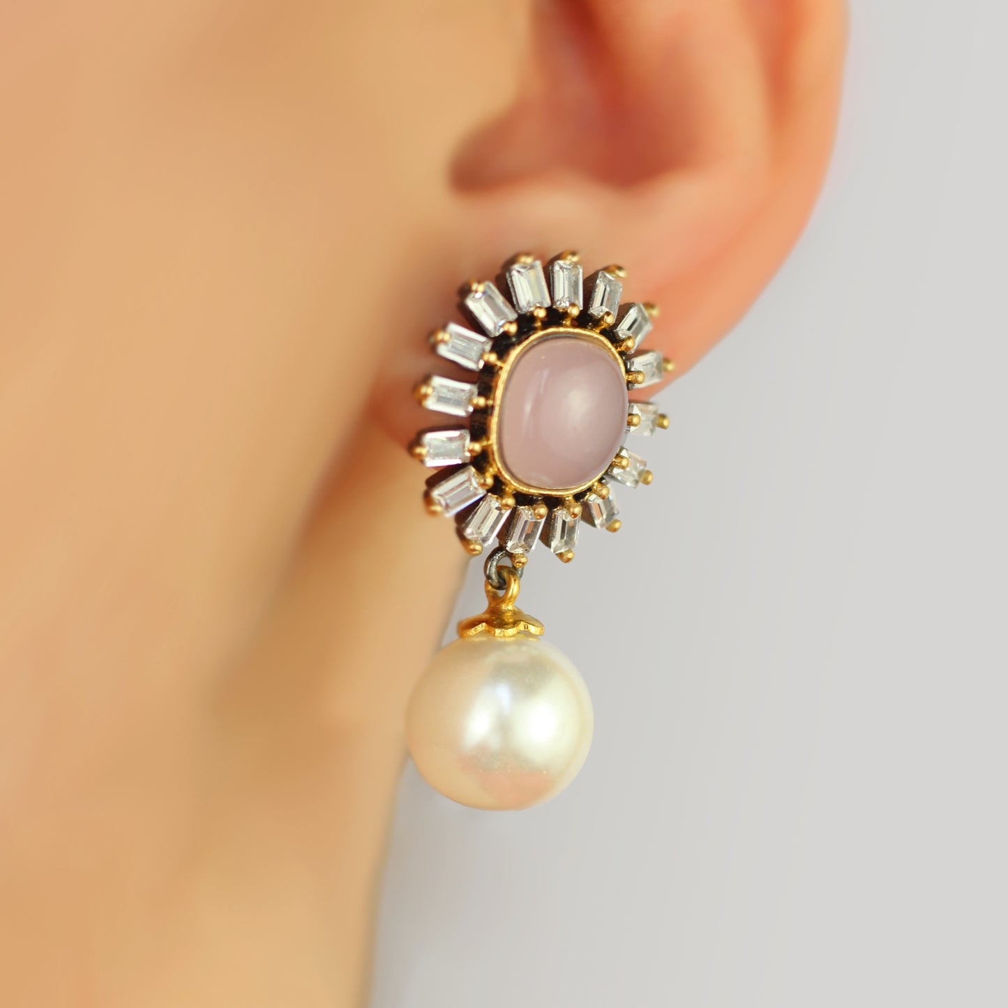 Statement Light Pink Pearl Drop Earring