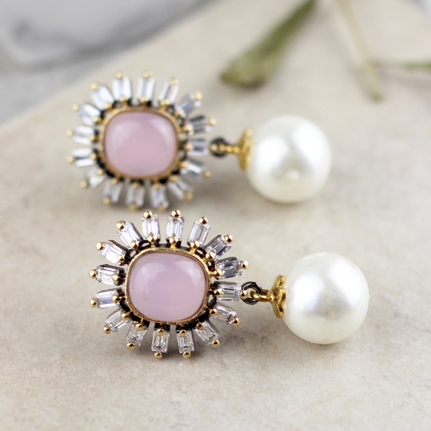 Statement Light Pink Pearl Drop Earring