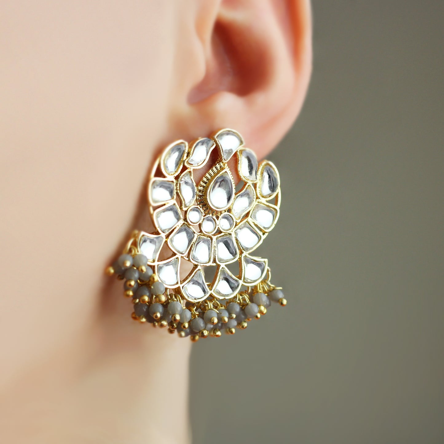 Grey Statement Stud Earring