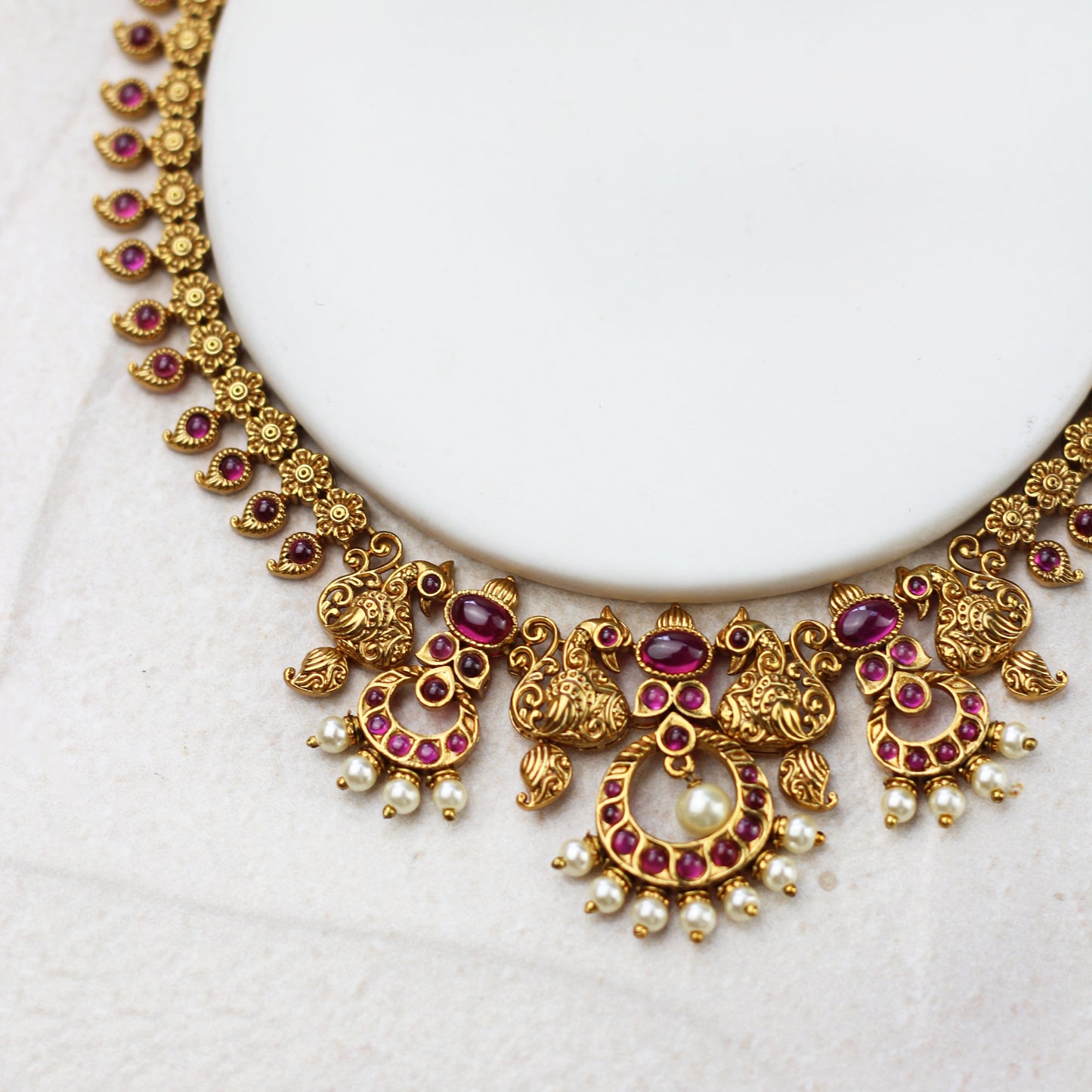 Peacock Ruby Antique Necklace