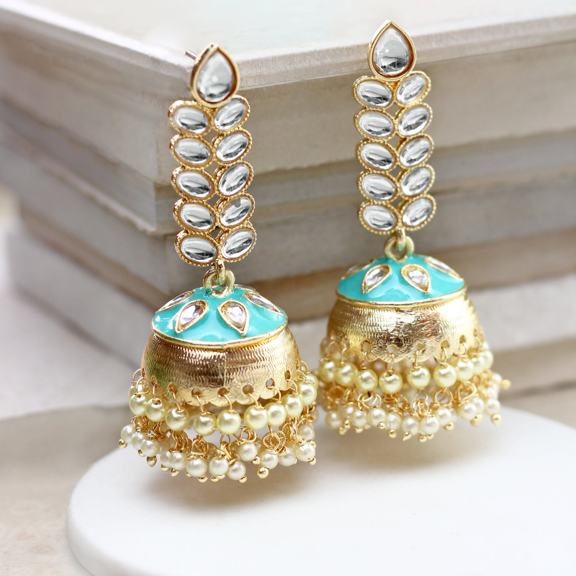 Turquoise Drop Jhumke I Earring - Rabal