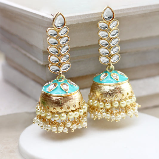 Turquoise Drop Jhumke I Earring - Rabal