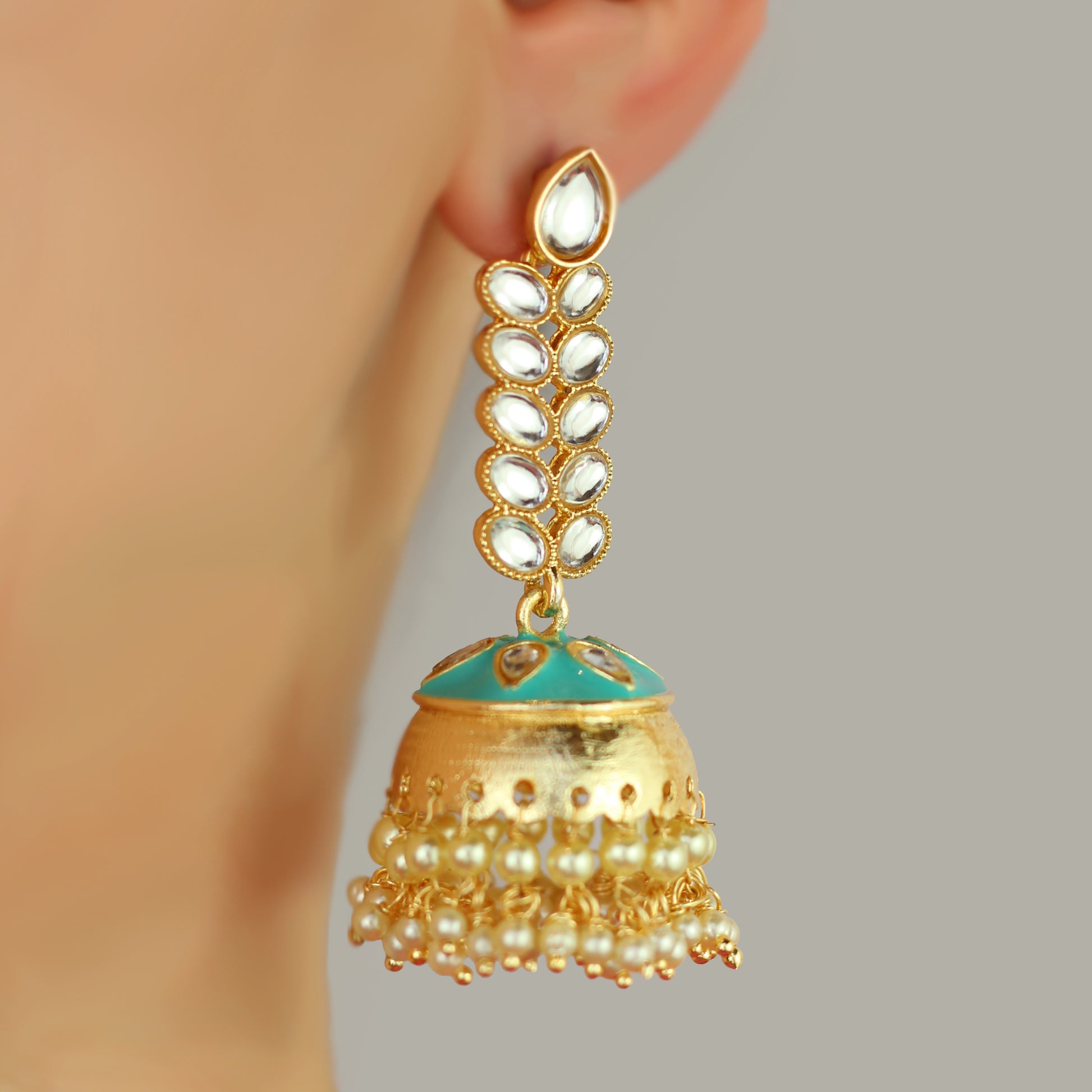 Turquoise Drop Jhumke I Earring - Rabal