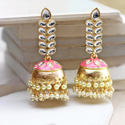 Pink Drop Jhumke I Earring - Rabal