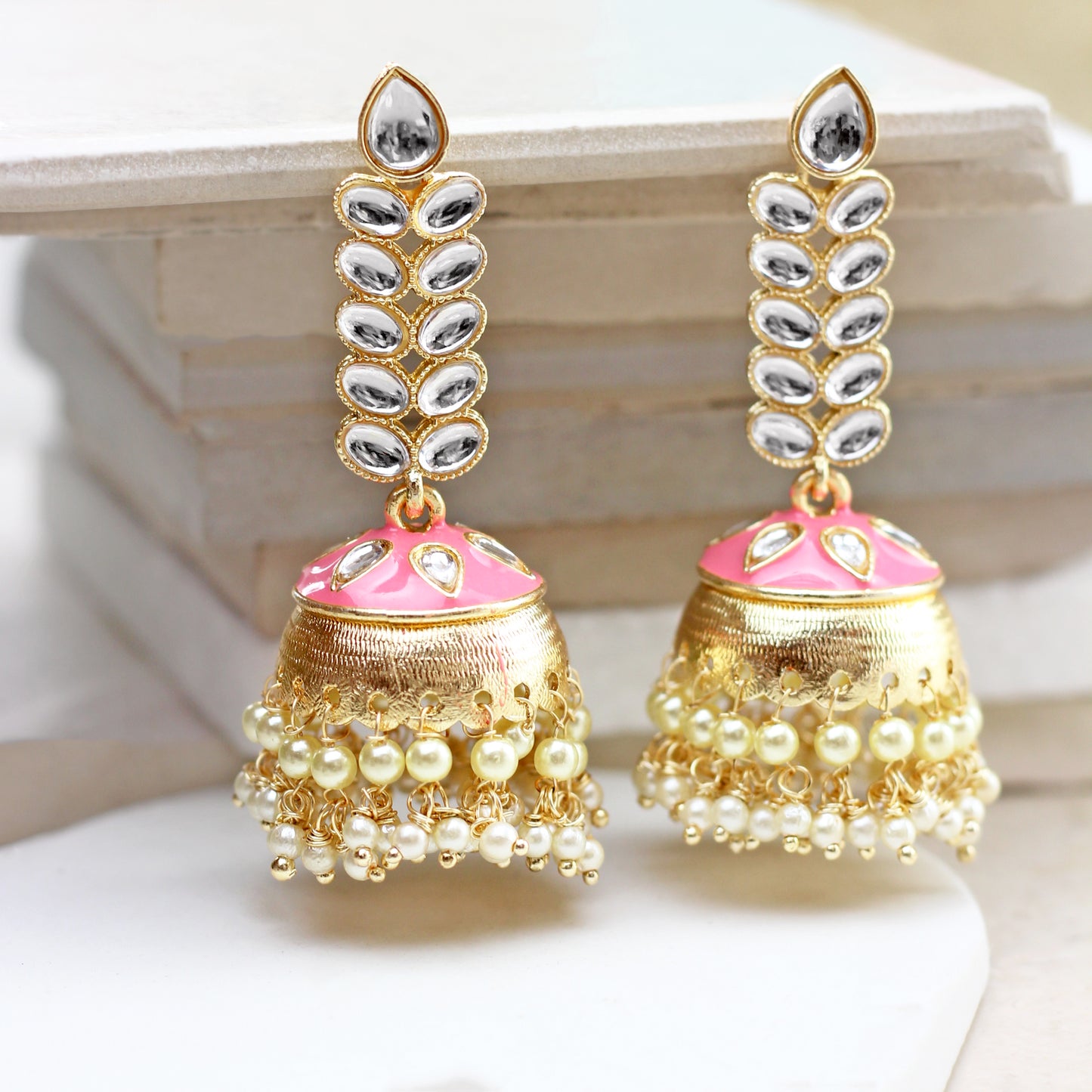 Light Pink Drop Jhumke I Earring - Rabal