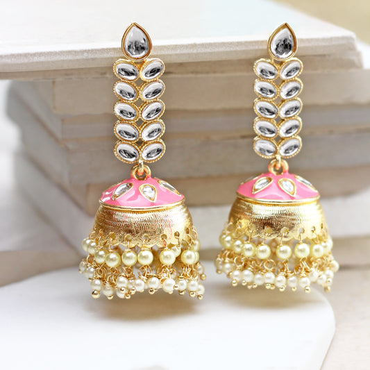 Light Pink Drop Jhumke I Earring - Rabal