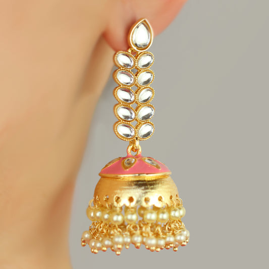 Light Pink Drop Jhumke I Earring - Rabal