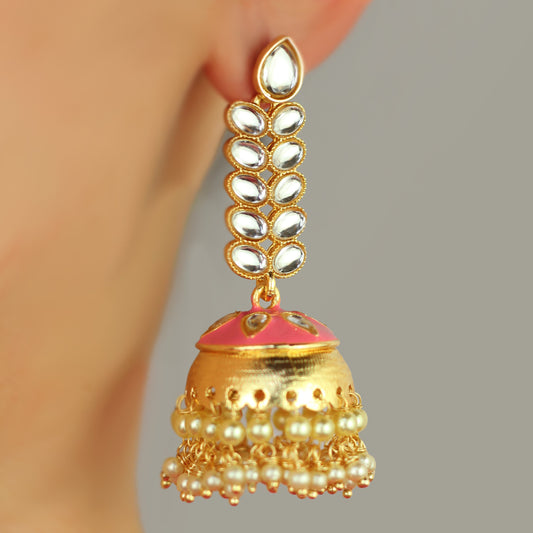 Pink Drop Jhumke I Earring - Rabal