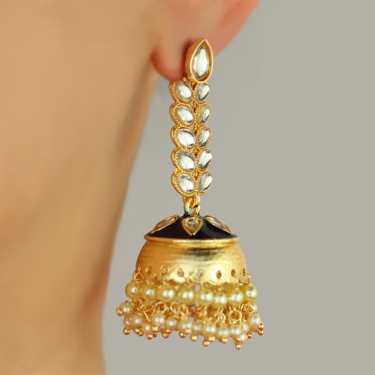 Navy Blue Drop Jhumke I Earring - Rabal