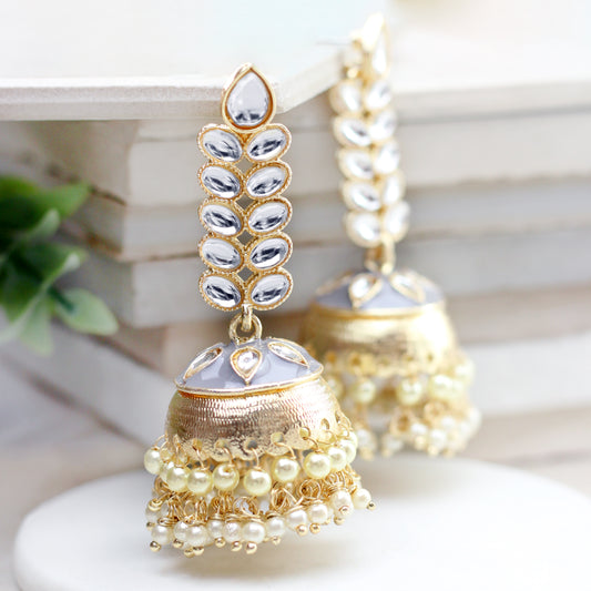 Grey Drop Jhumke I Earring - Rabal