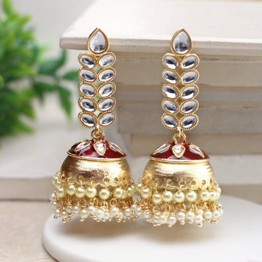 Maroon Drop Jhumke I Earring - Rabal