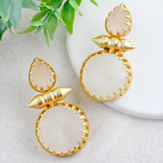 White Statement Stone Earring