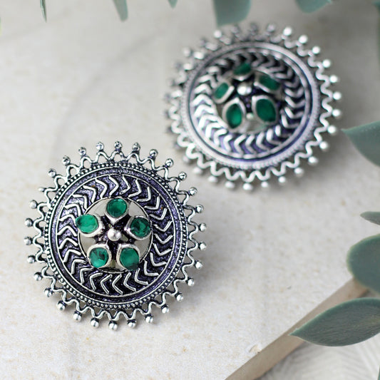 Green Tribal Stud Earring