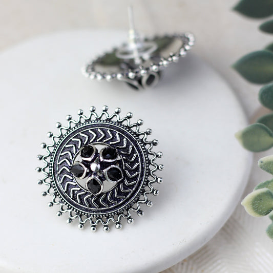Tribal Black Stud Earring