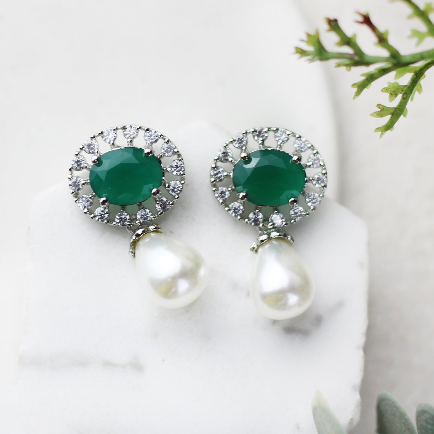 Green Pearl Stud Earring