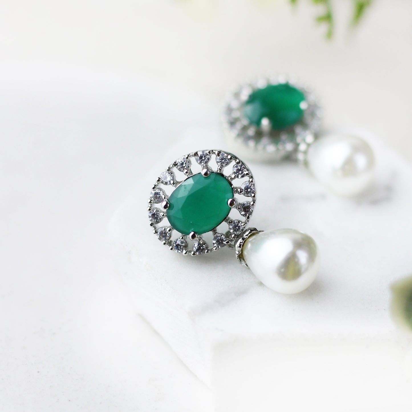 Green Pearl Stud Earring