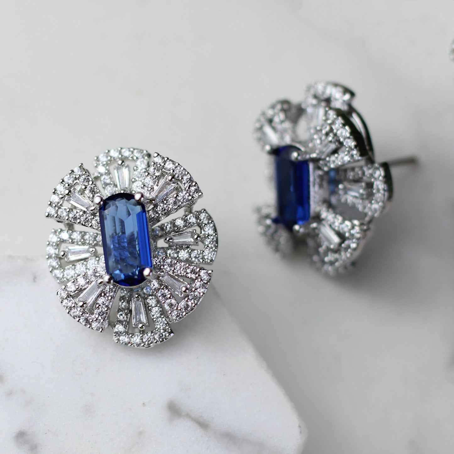 Blue Statement Zircon Stud Earring