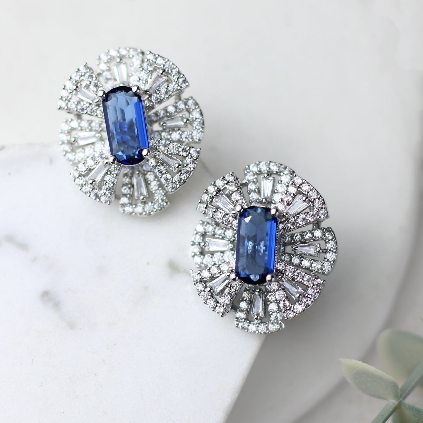 Blue Statement Zircon Stud Earring