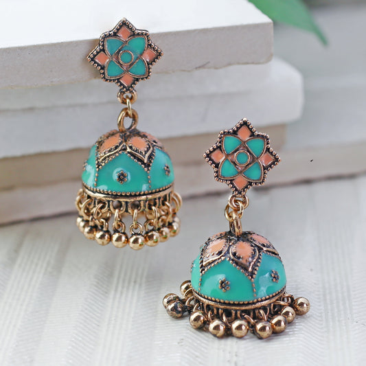 Turquoise Tribal Jhumke