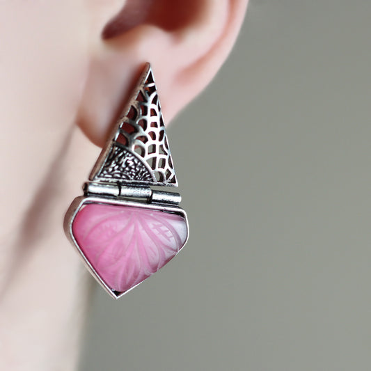 Pink Tribal Stud Earring