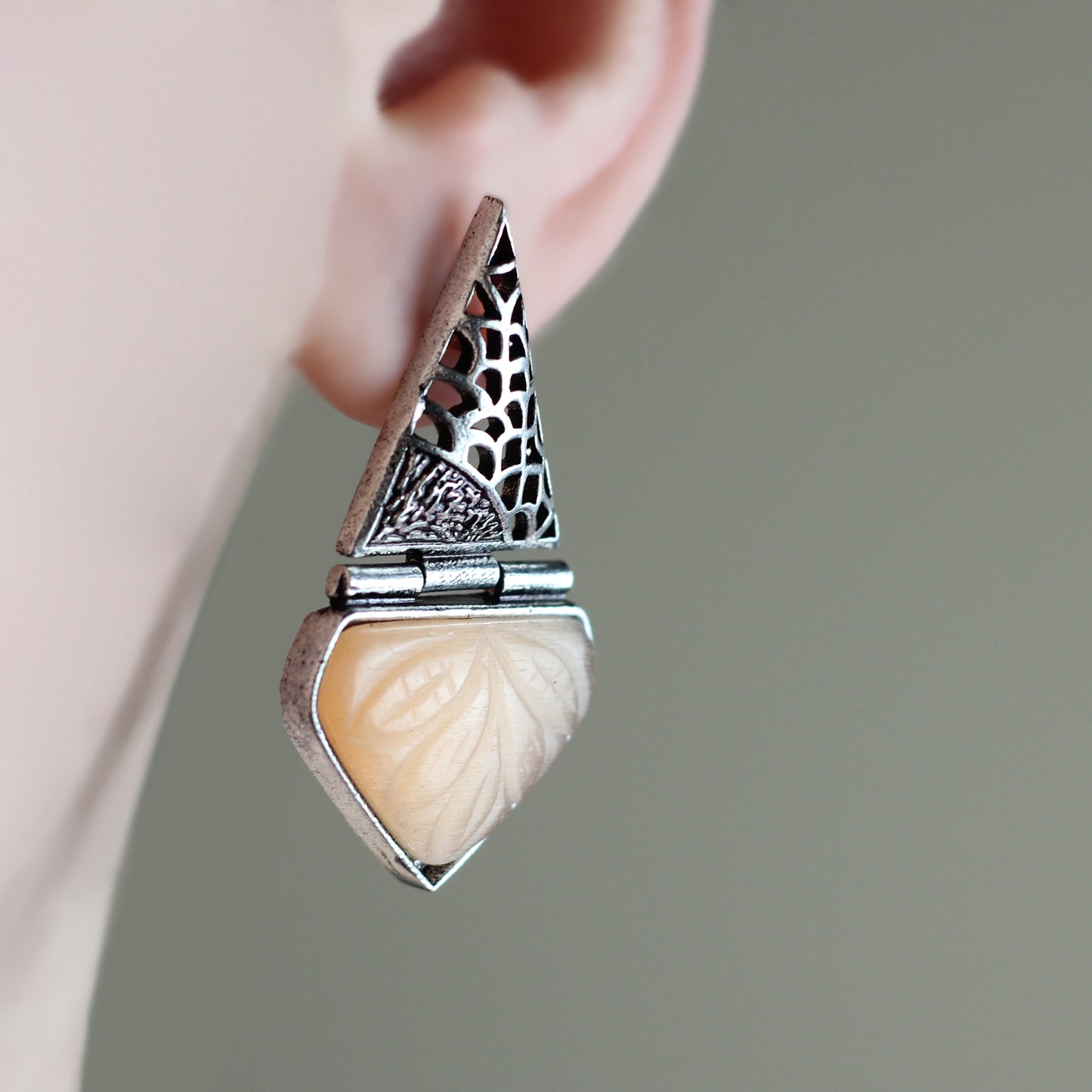 Peach Tribal Stud Earring
