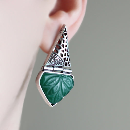 Green Tribal Stud Earring